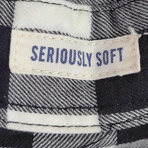 American Eagle AE Plaid Flannel Shirt Long Sleeve Button Up Black LS Soft - Picture 8 of 12